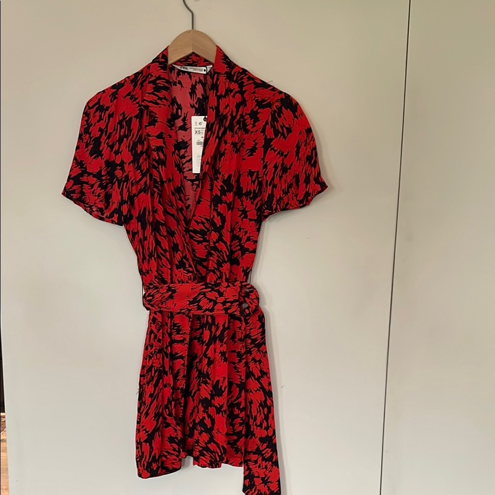 NWT Zara Red and Black Wrap Skort/ Dress size XS